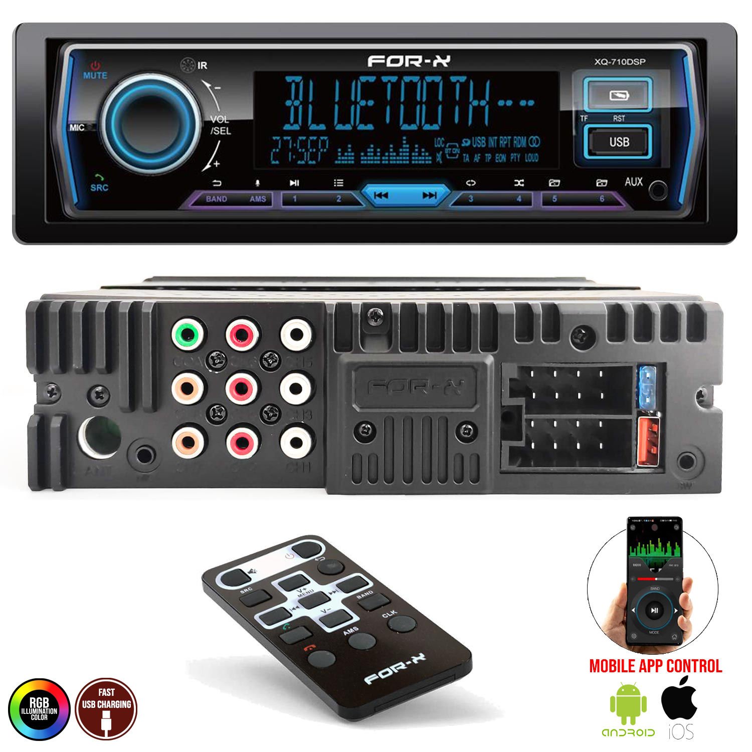 OTO TEYP 4X60W BT/2XUSB/SD/FM/AUX MOBİL APLİKASYON FOR-X XQ-710DSP