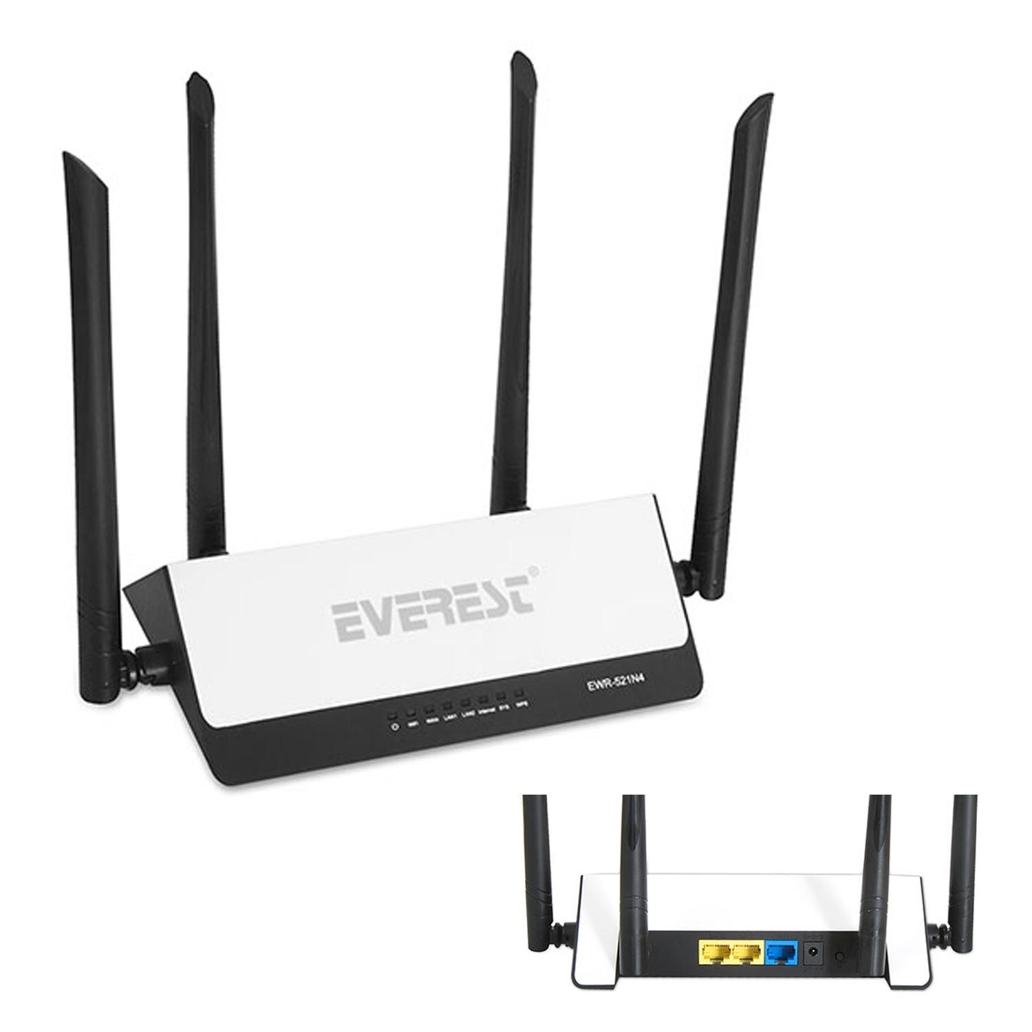 KABLOSUZ ROUTER REPEATER 2 PORT 300 MBPS EVEREST EWR-521N4