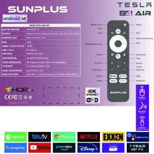 SUNPLUS TESLA S4 AIR Android Tv Box 4+32GB