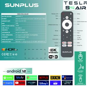 SUNPLUS TESLA S2 AIR Android Tv Box 2+16GB