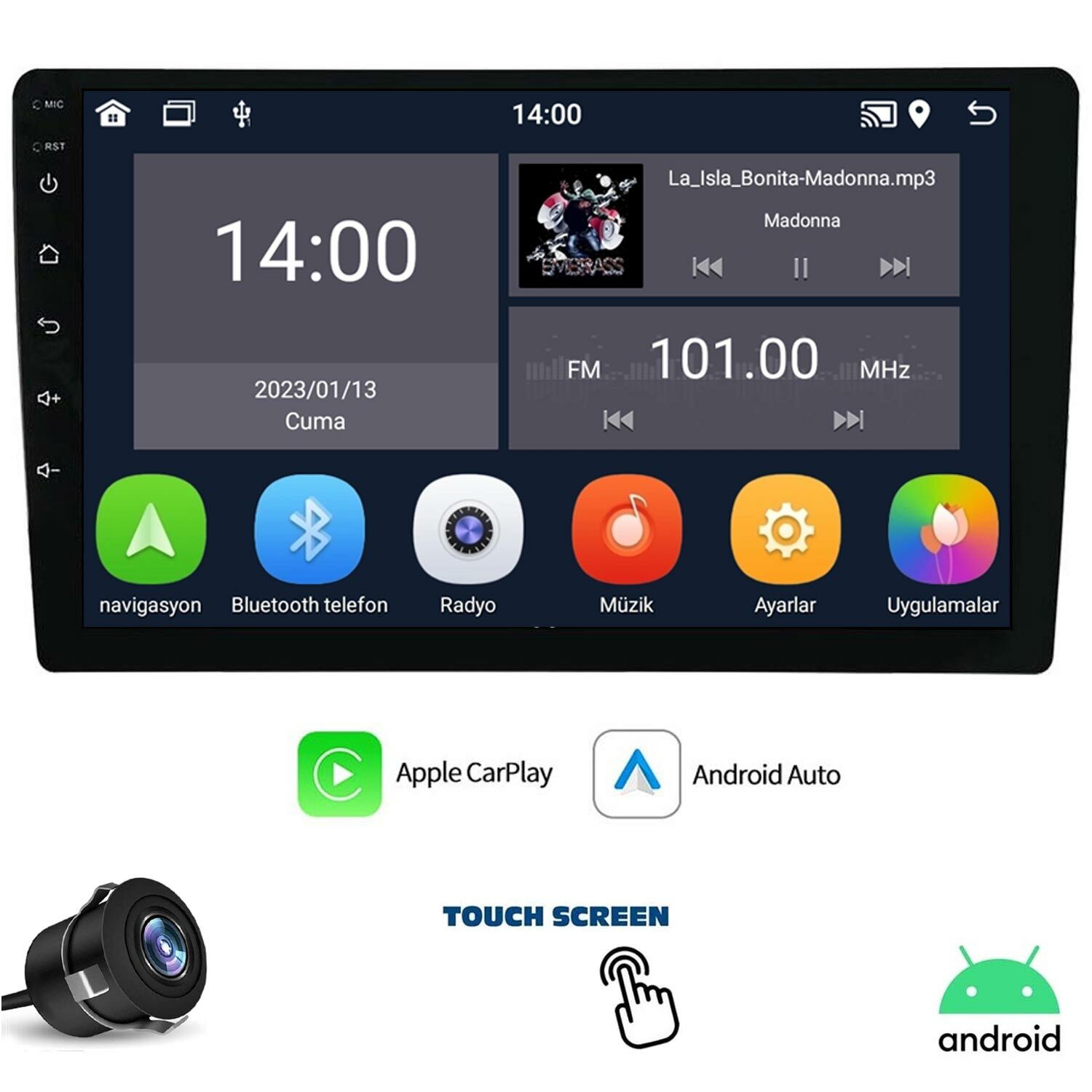 TABLET MULTİMEDYA ANDROID 9 4+64GB CARPLAY NAVIGOLD TS-18