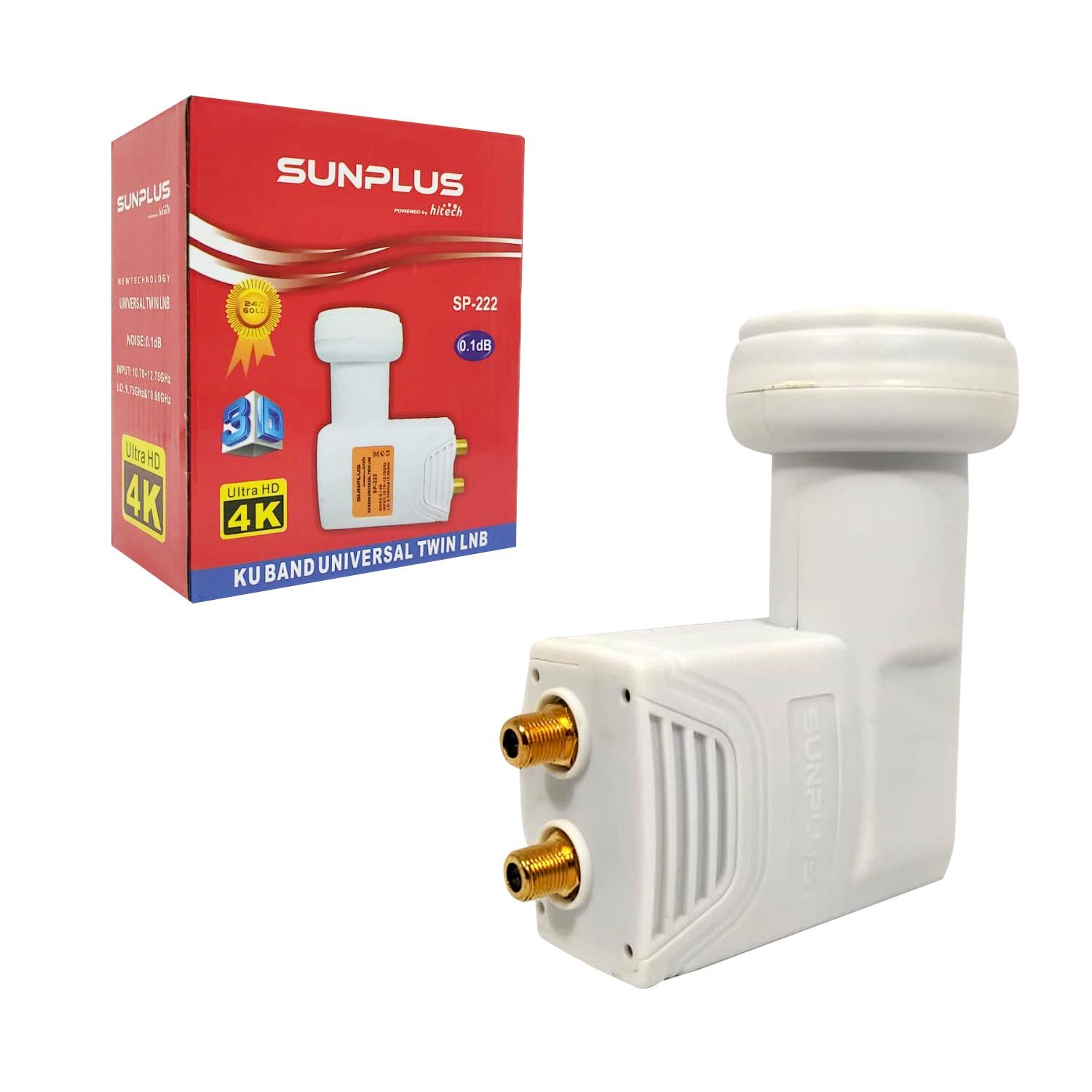 LNB İKİLİ (TWİN) GOLD 0.1DB 3D 4K SUNPLUS SP-222