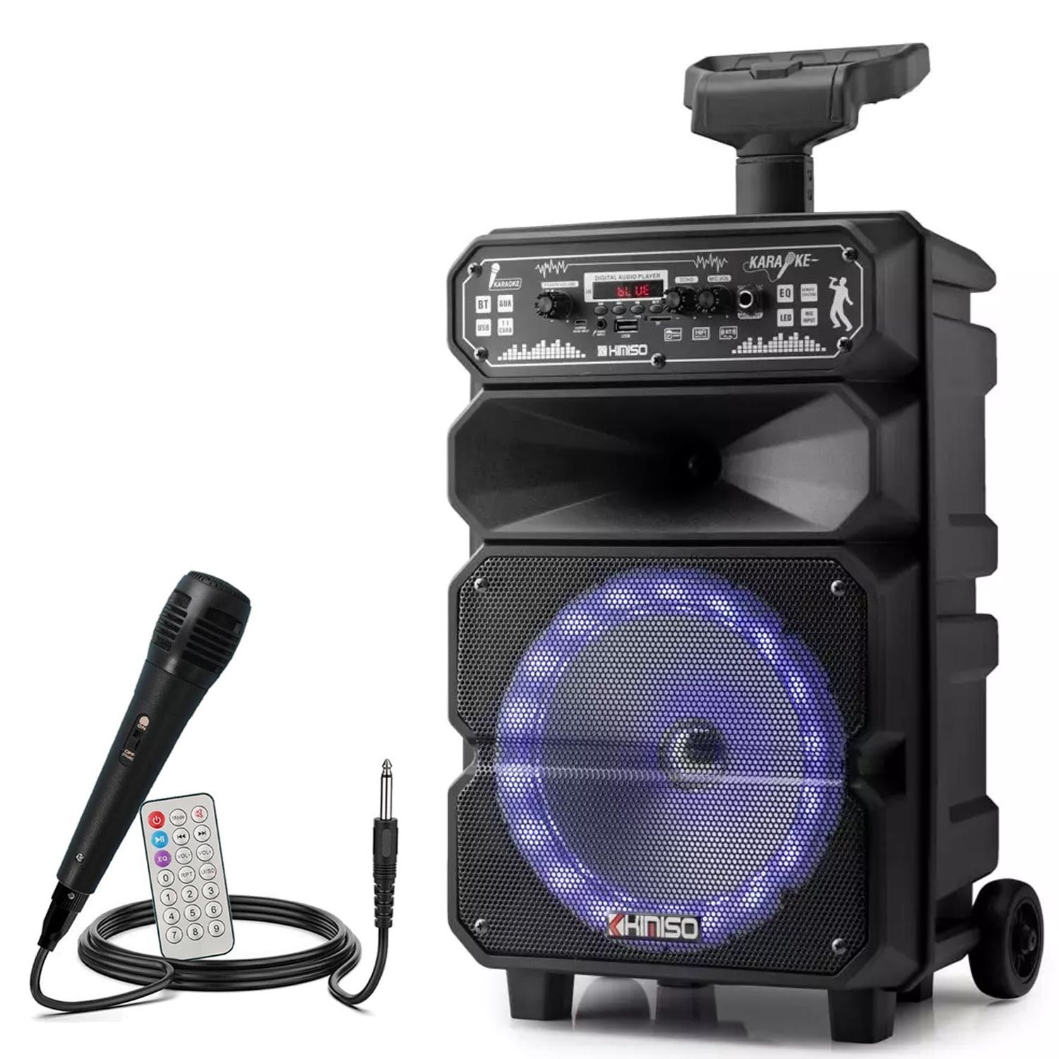 AKTİF SEYYAR ANFİ EL MİKROFONLU 20CM 12W BT/USB/SD LEDLİ KIMISO QS-814