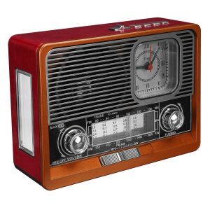 RADYO NOSTALJİ ŞARJLI BT/USB/SD/AUX FENERLİ SAATLİ MİKADO MDR-105BT