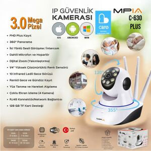 MPIA C-630 PLUS Ip Smart Kamera 3mp 3.6mm Wi-Fi Renkli Gece Görüş Harekete Duyarlı