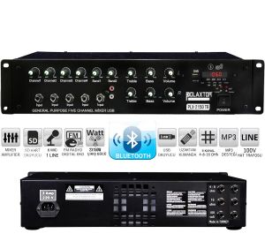 POWER MİXER ANFİ 6 KANAL 2X150W BÖLGELİ BT/USB/SD/UK/FM POLAXTOR PLX-2150 TRAFOLU