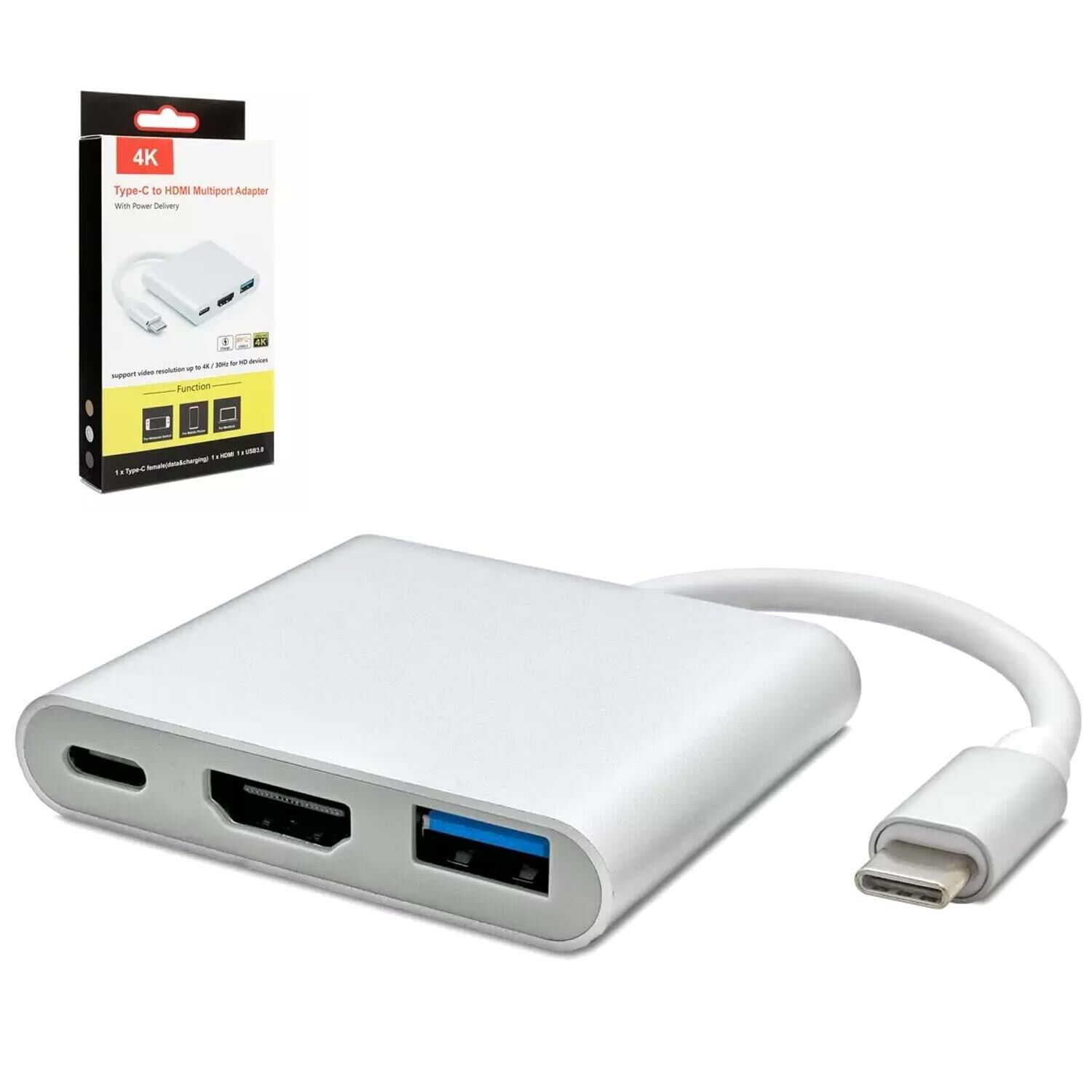 ÇEVİRİCİ ADAPTÖR 3 IN 1 TYPE-C TO USB HDMI TYPE-C 4K HADRON HDX-7764