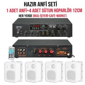 ANFİ (1 ADET) 100W+12CM SÜTUN HOPARLÖR (4 ADET) NWORK SMALL-100T SET