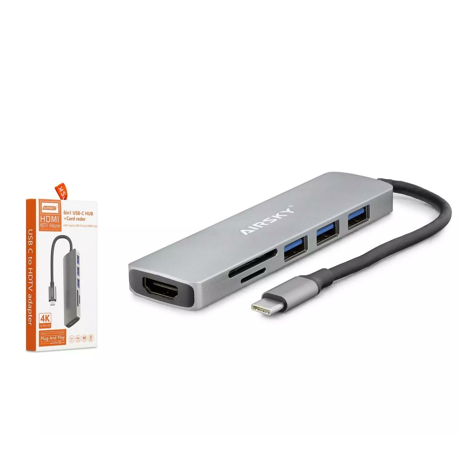 ÇEVİRİCİ ADAPTÖR 6 İN 1 TYPE-C TO USB HDMI CARD READER HADRON HDX-7790