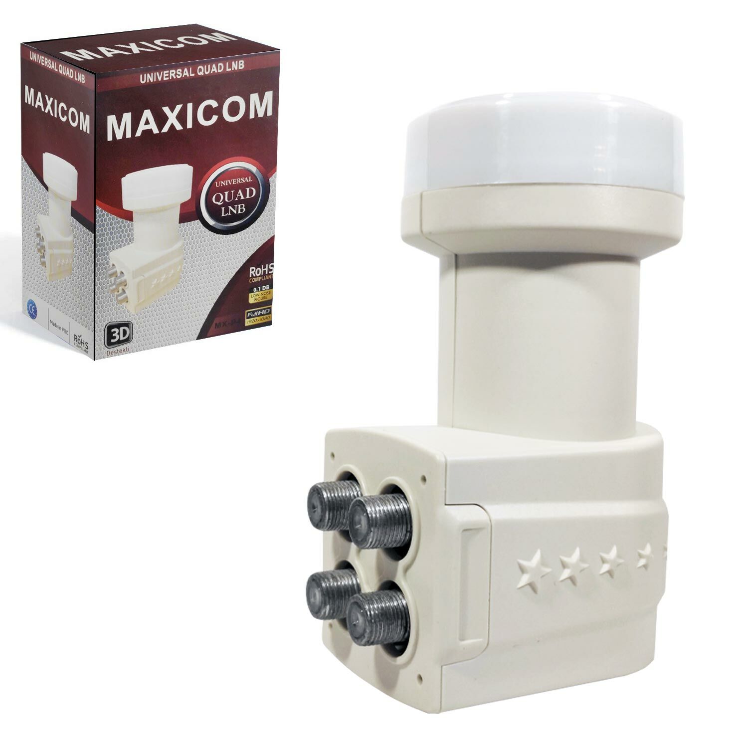 LNB DÖRTLÜ (QUAD) 0.1DB 3D FHD MAXICOM MX-P4