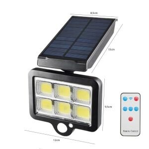 SOLAR GÜNEŞ ENERJİ AYDINLATMA LAMBASI SENSÖRLÜ 120 COB LED SİLVER TOSS ST-140