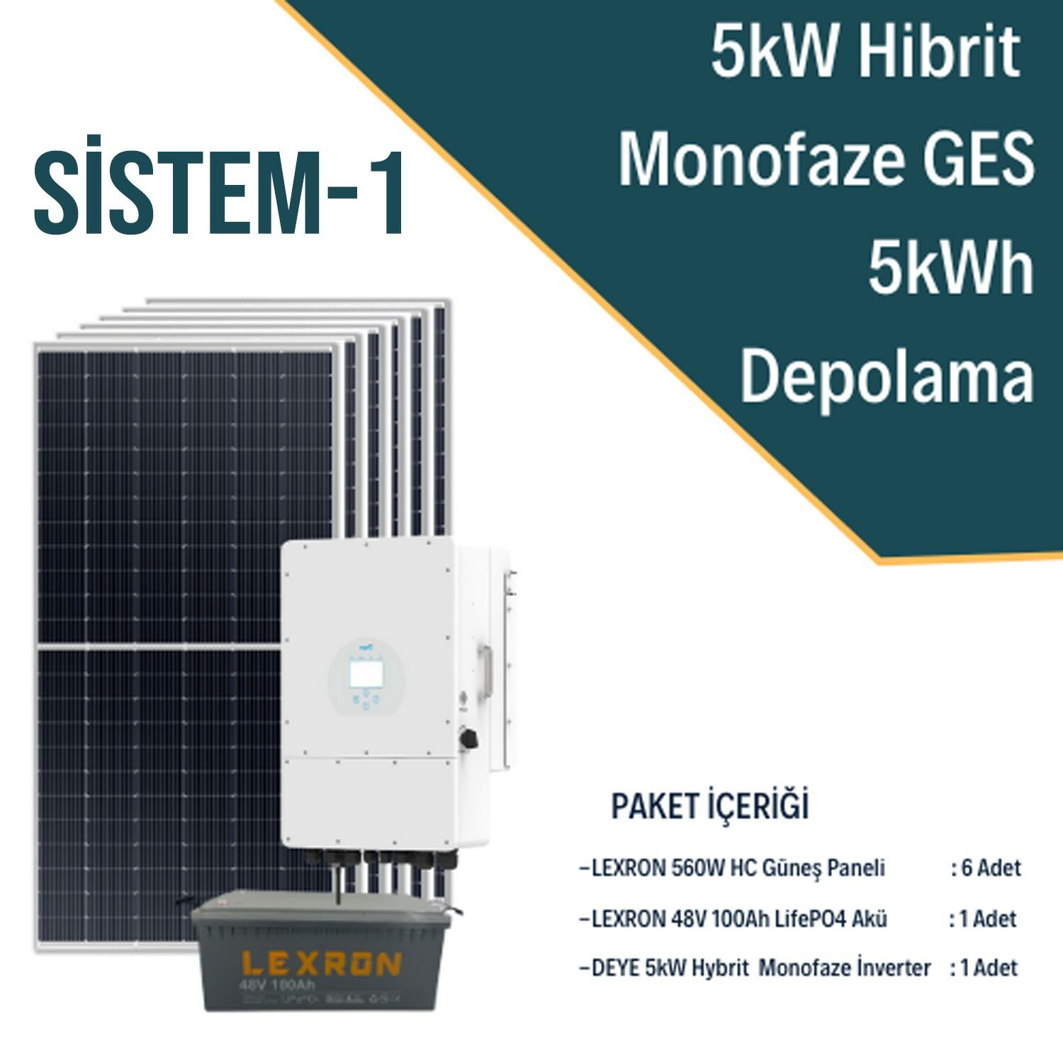 5KW HİBRİT MONOFAZE GES ENERJİ DEPOLAMALI ON GRİD SİSTEMİ-1