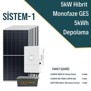 5KW HİBRİT MONOFAZE GES ENERJİ DEPOLAMALI ON GRİD SİSTEMİ-1