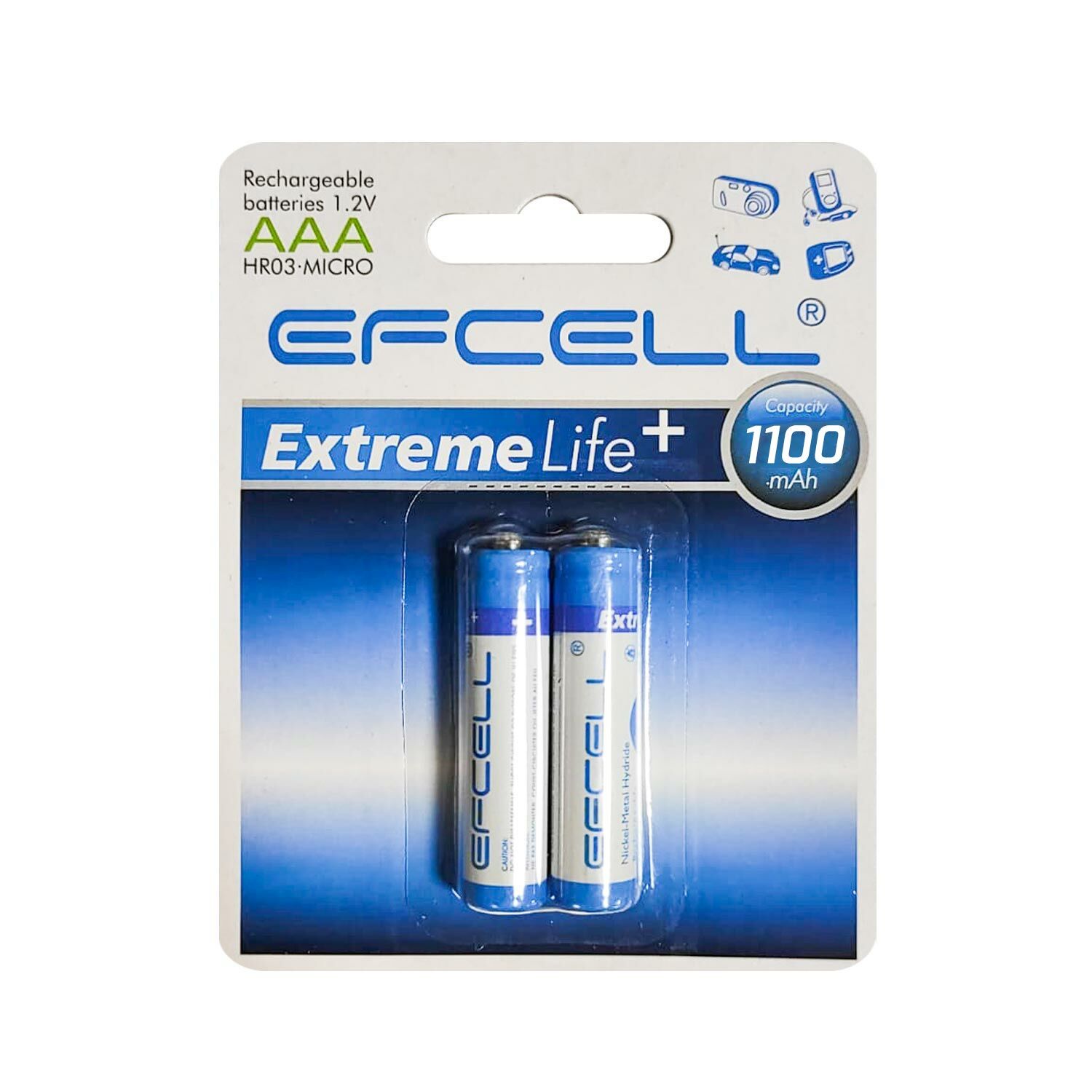 ŞARJLI PİL AAA İNCE KALEM 1100MAH (2 ADET) Nİ-MH EFCELL HR-1100AAA