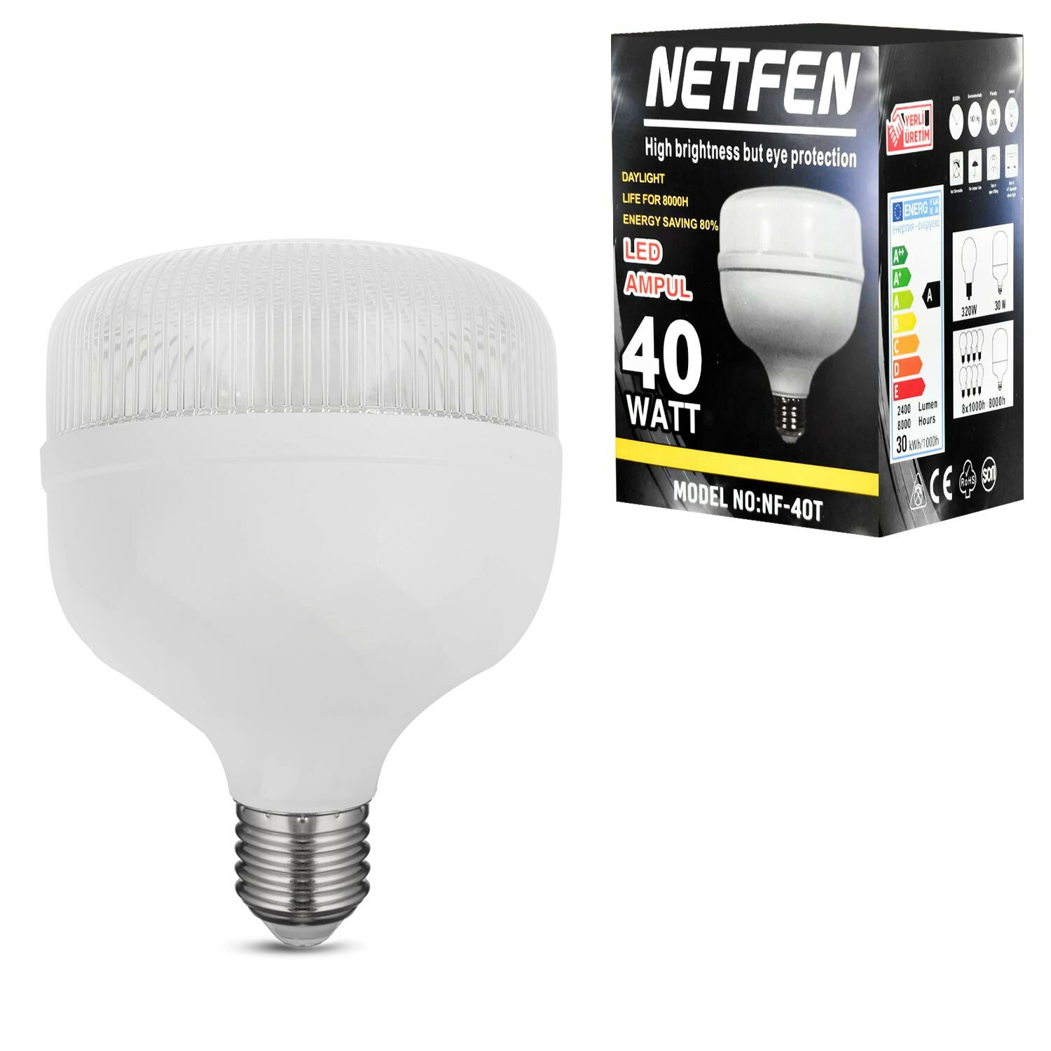 LED AMPÜL 220V 40W 2400 LÜMEN BEYAZ E27 NETFEN NF-40T