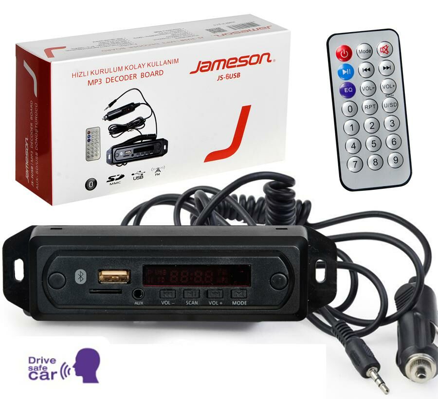 OTO TEYP ÇEVİRİCİ BORD 12V BT/USB/SD/FM/AUX KONUŞMALI JAMESON JS-6USB