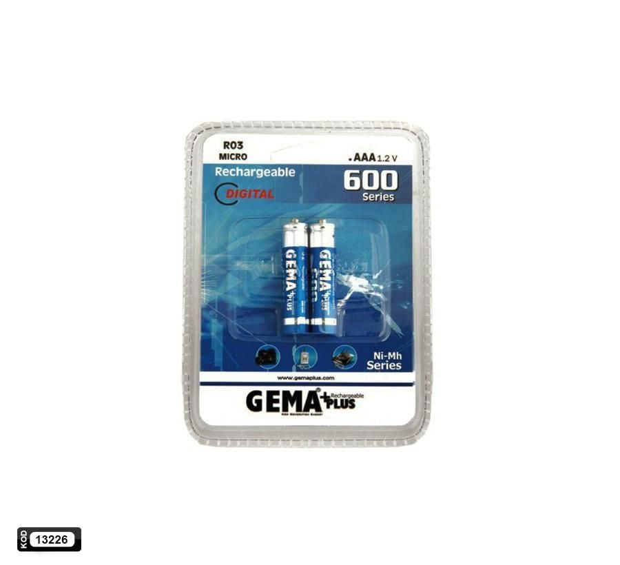 ŞARJLI PİL AAA İNCE KALEM 600MAH 600 SERIES Nİ-MH (2 ADET) GEMAPLUS