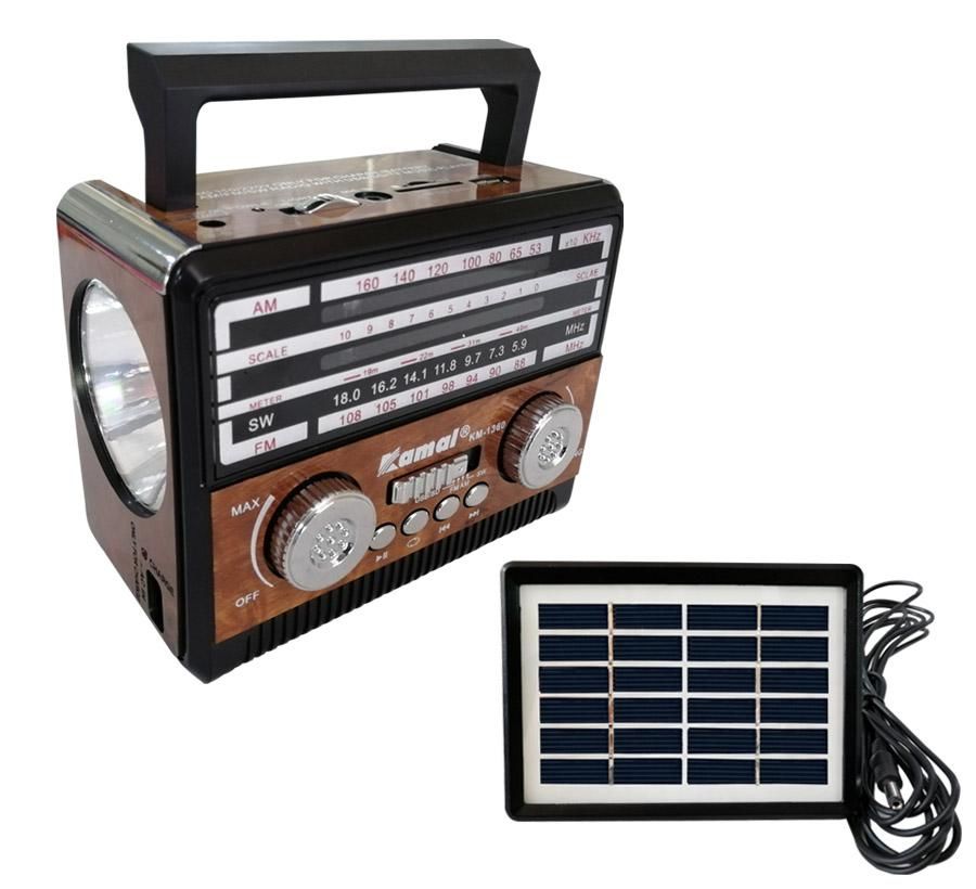 RADYO ŞARJLI PİLLİ SOLAR FM/USB/SD FENERLİ KAMAL KM-1360