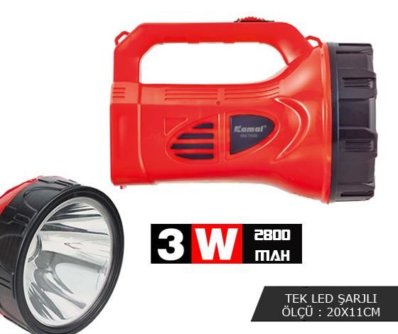 EL FENERİ LED ŞARJLI 3 WATT KAMAL KM-7058