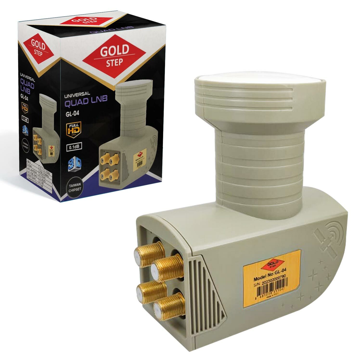 LNB DÖRTLÜ (QUAD) 0.1DB 3D FHD GOLD STEP GL-04