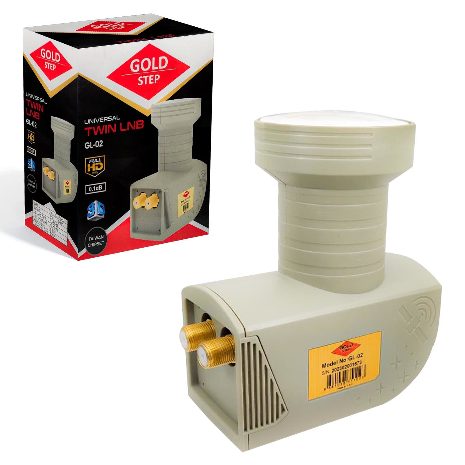 LNB İKİLİ (TWIN) 0.1DB 3D FHD GOLD STEP GL-02