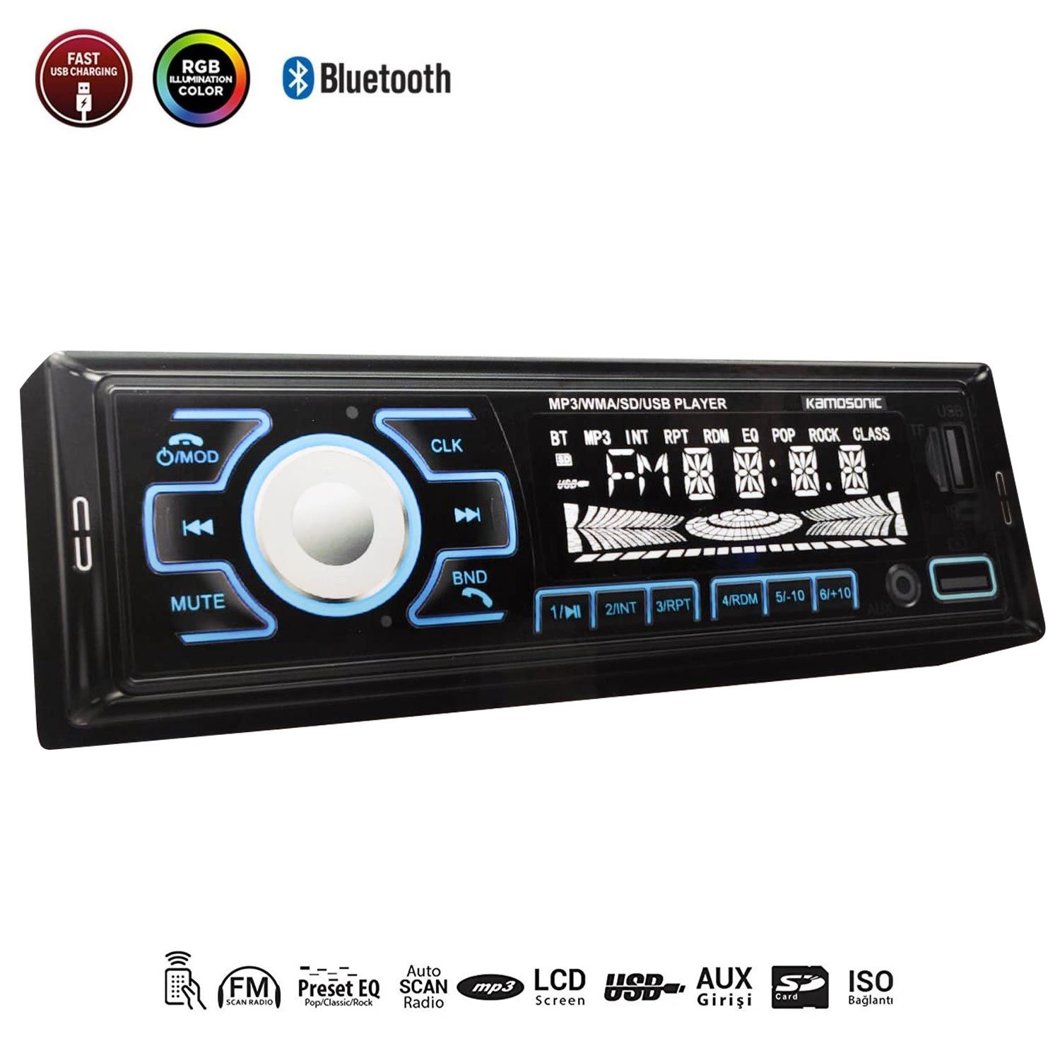 KAMOSONIC KS-MX803 OTO TEYP 4X50 WATT BLUETOOTH