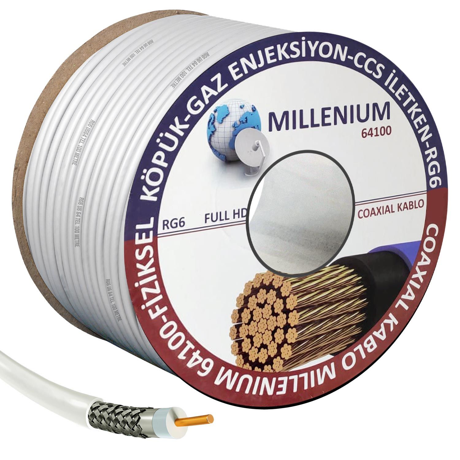 MILLENIUM Anten Kablosu RG6 U4 64 Tel 100 Metre