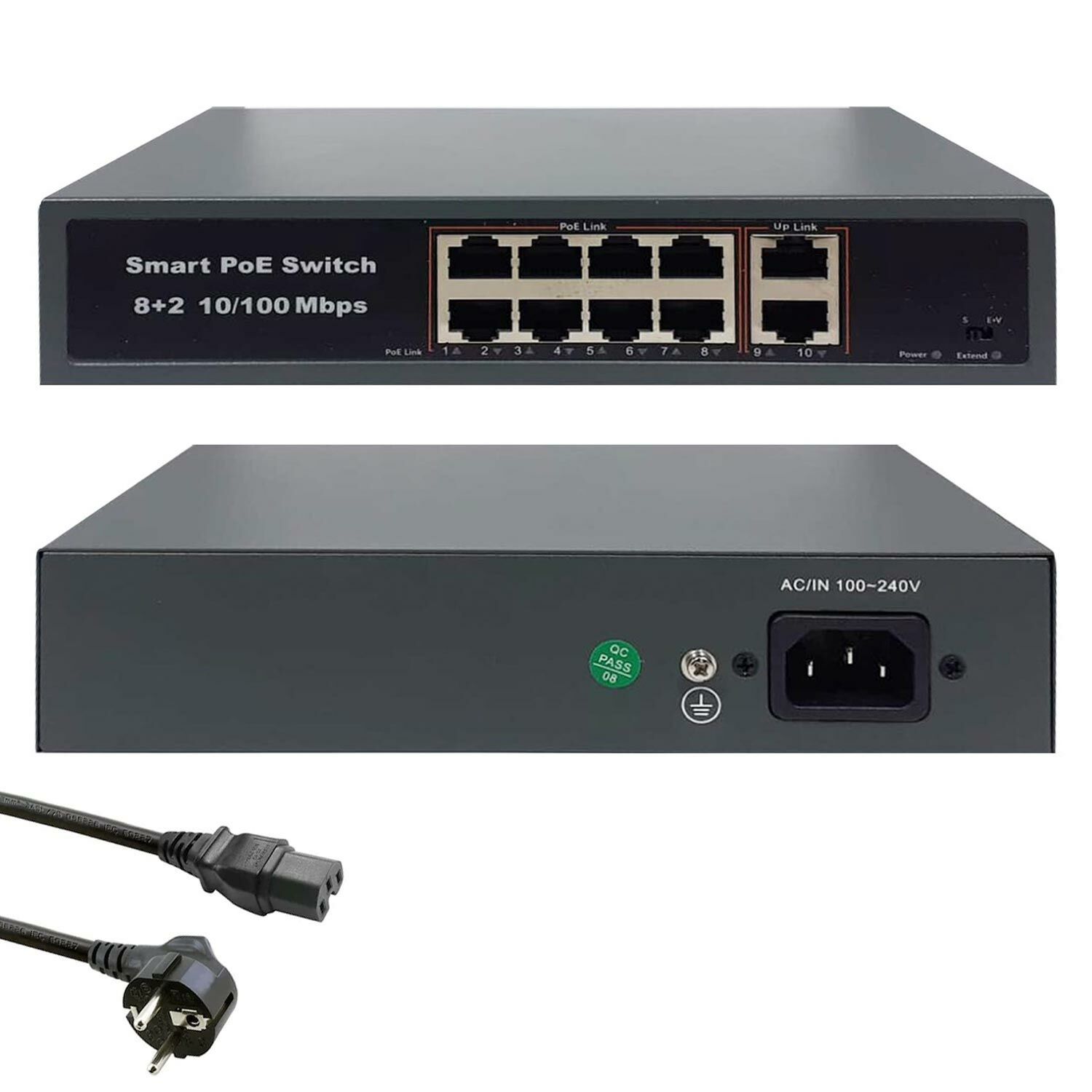 POE SWİTCH 8 PORT+2 UPLINK GIGABIT 10/100 MBPS AVIX AV-10120PLD-GE