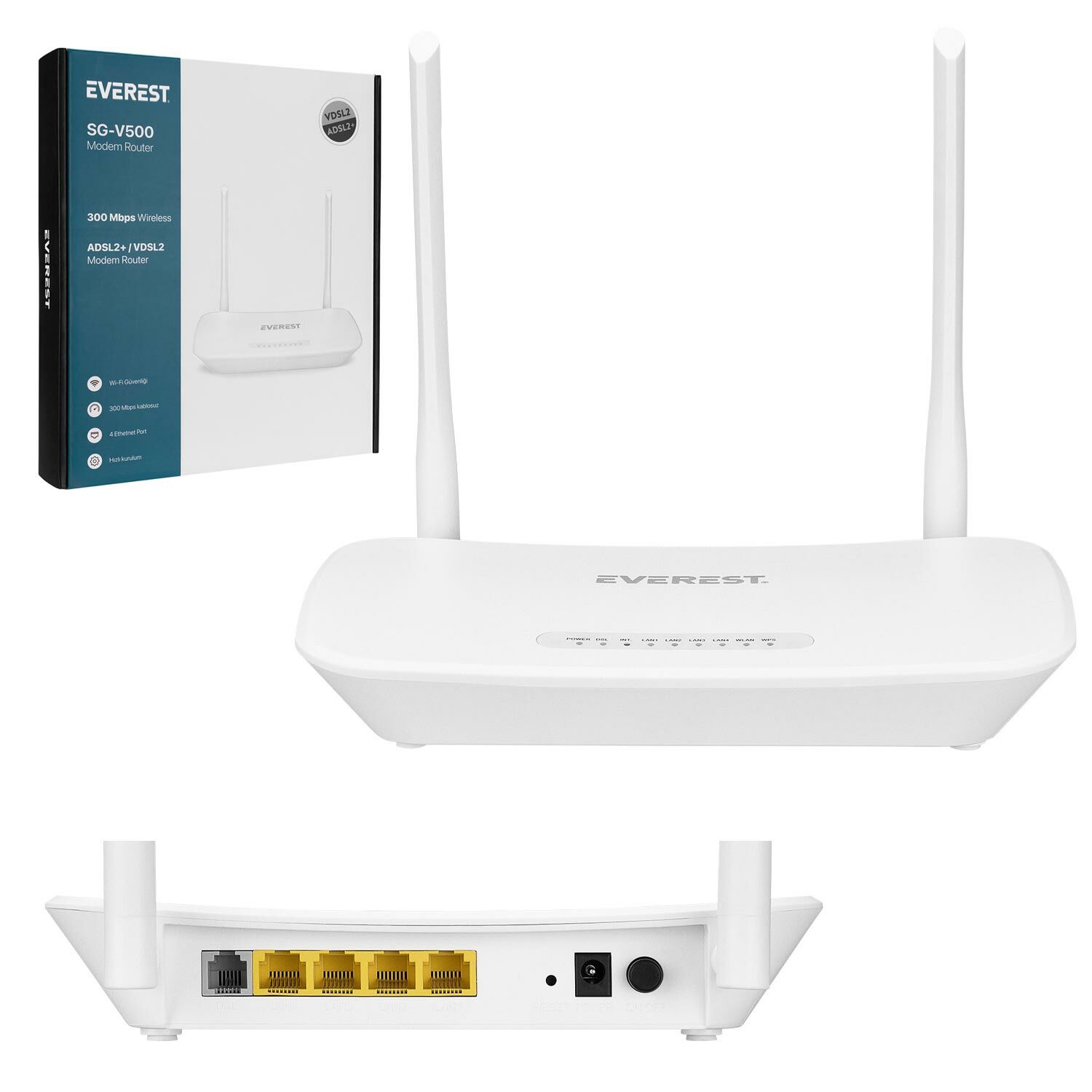 KABLOSUZ MODEM ROUTER 4 PORT 300 MBPS ADSL2+VDSL2 EVEREST SG-V500