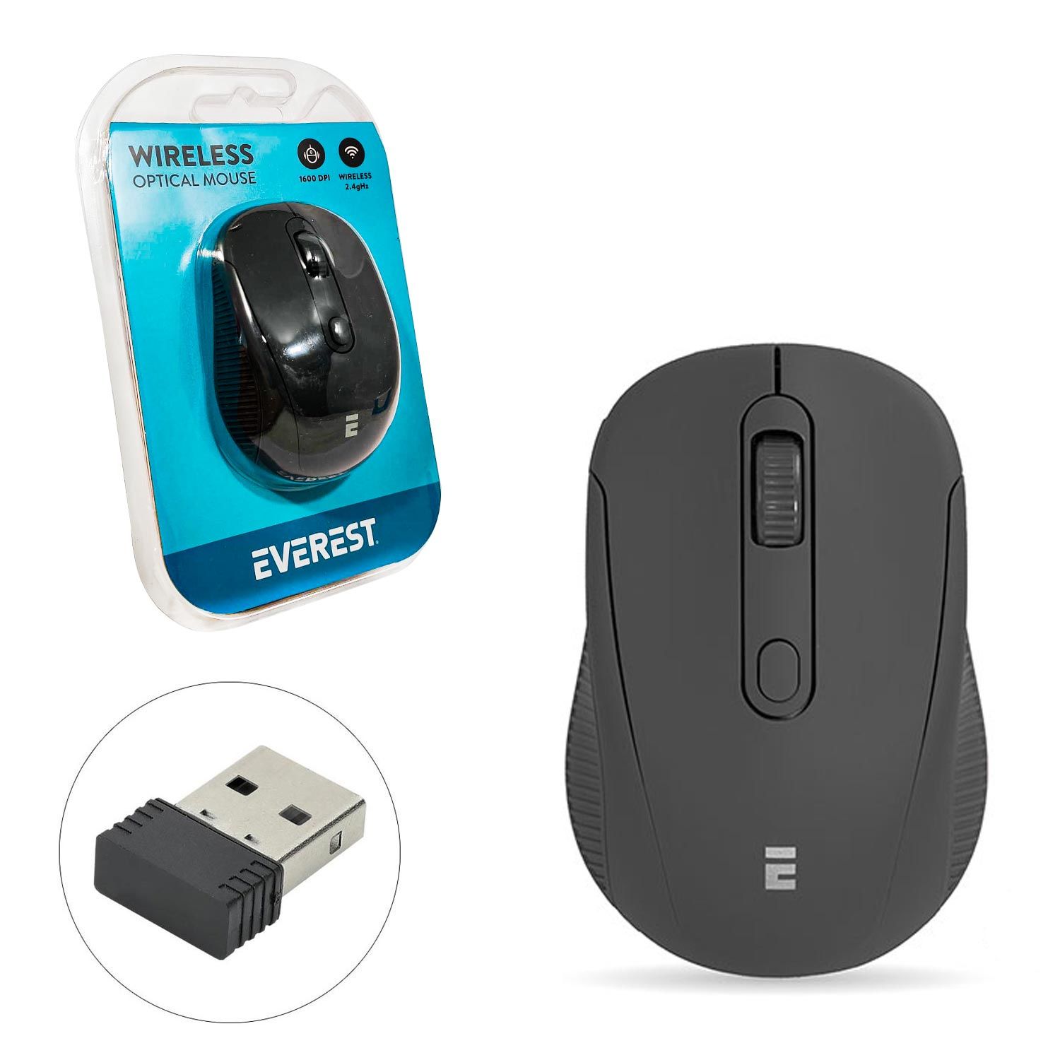 KABLOSUZ MOUSE 2.4GHZ 1600DPI SİYAH EVEREST SM-300