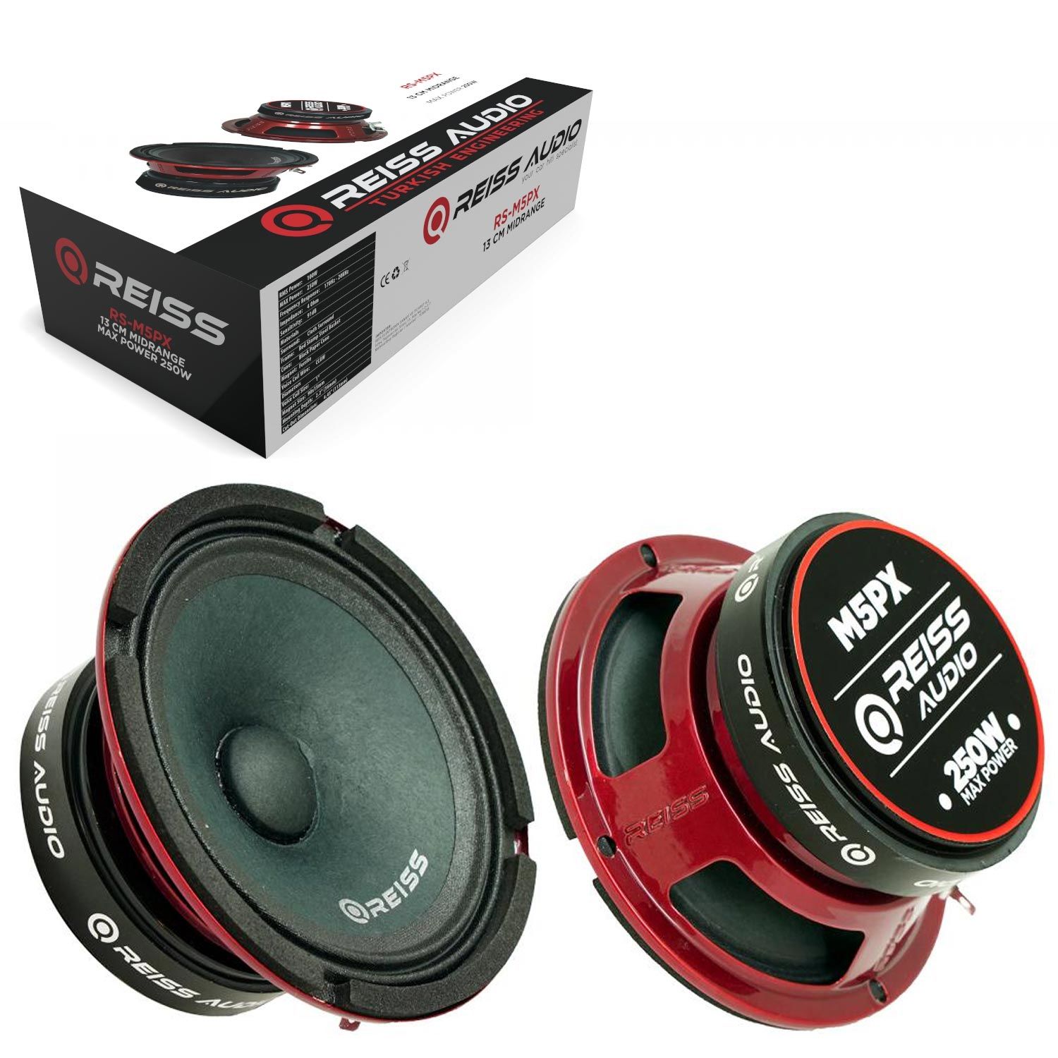 REISS AUDIO RS-M5PX Oto Midrange 13cm 250 Watt 2 Adet