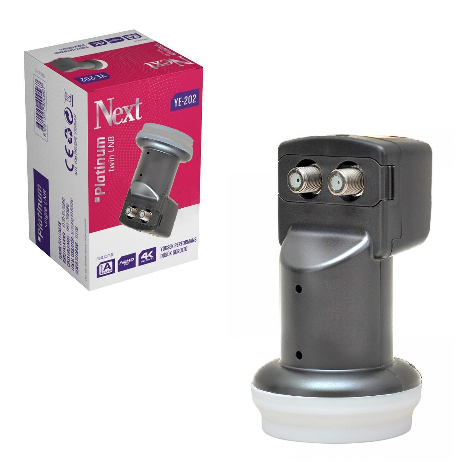 LNB İKİLİ (TWİN) PLATINUM 0.1DB 3D 4K NEXT YE-202