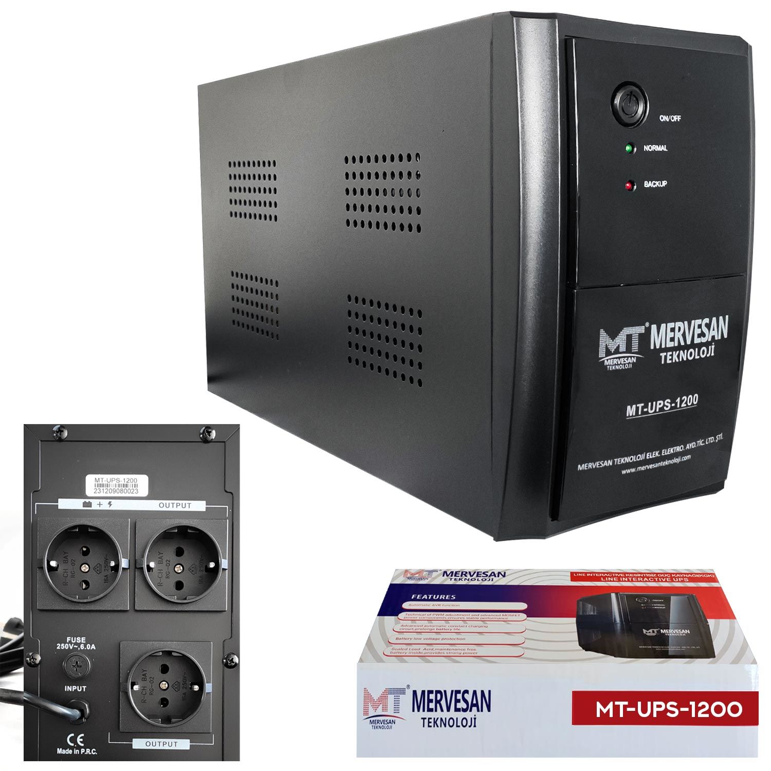 UPS KESİNTİSİZ GÜÇ KAYNAĞI LİNE İNTERAKTİF 720W MERVESAN MT-UPS-1200