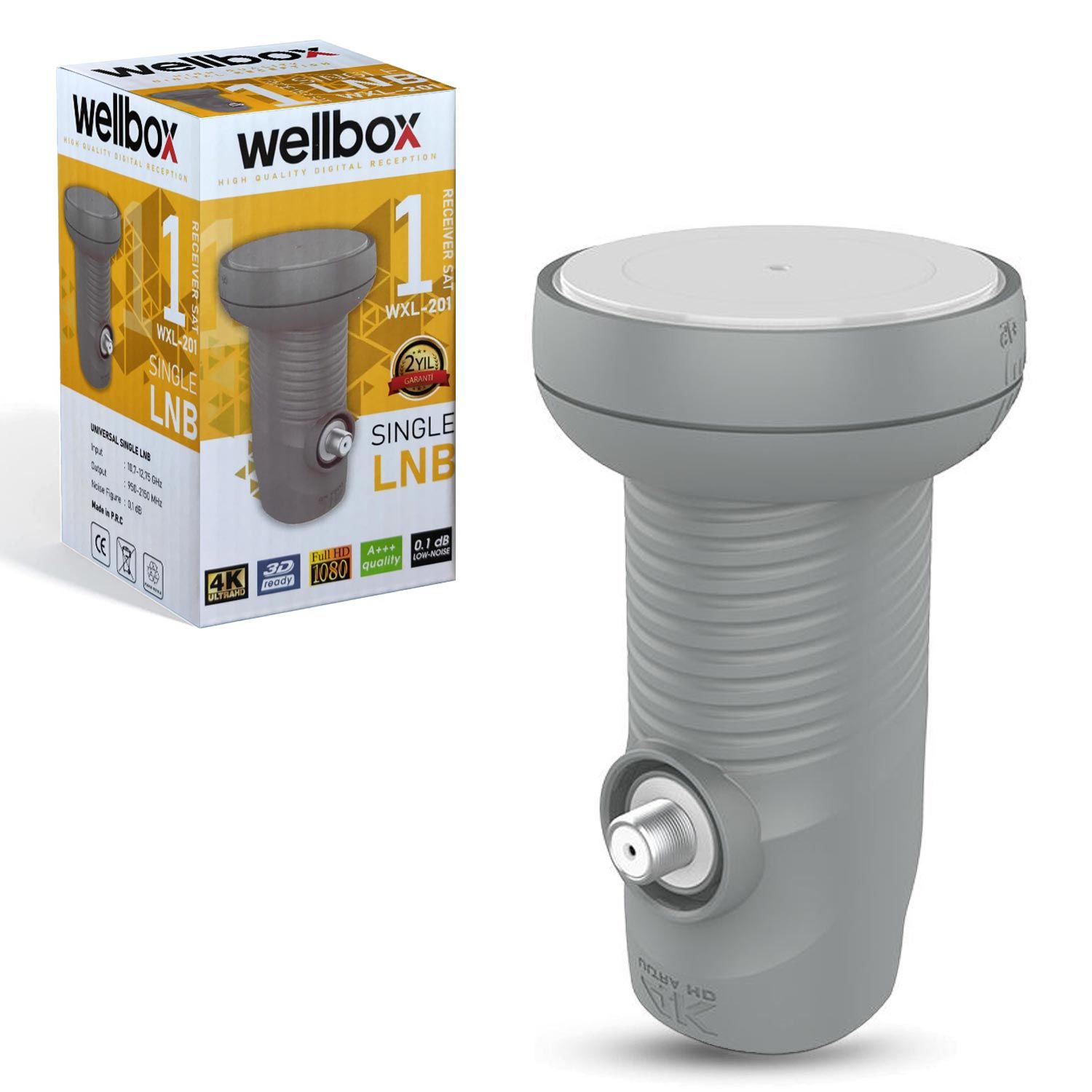 LNB TEKLİ (SINGLE) 0.1DB 3D 4K WELLBOX WXL-201