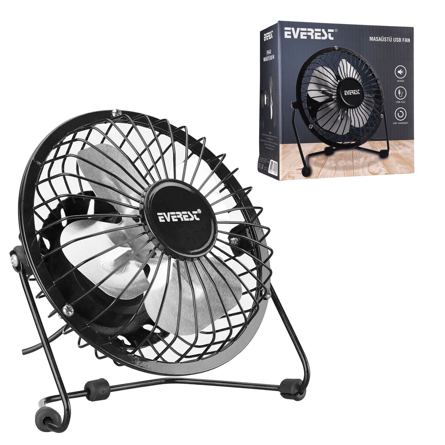 MASAÜSTÜ VANTİLATÖR FAN METAL USBLİ EVEREST EFN-482