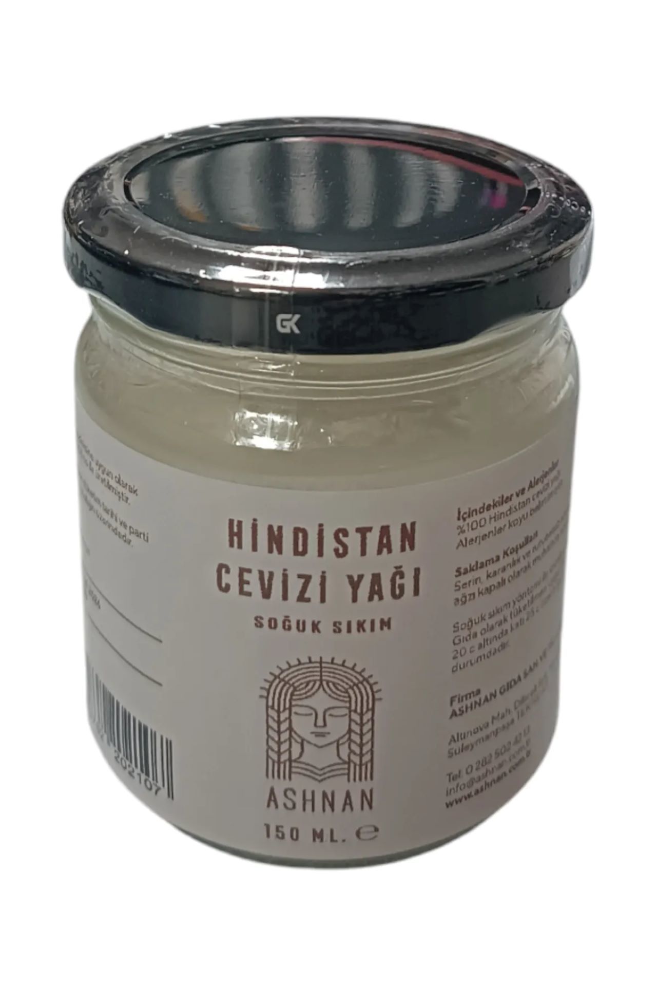 Ashnan Hindistan Cevizi Yağı 150 ml (Coconut Oil) Soğuk Press