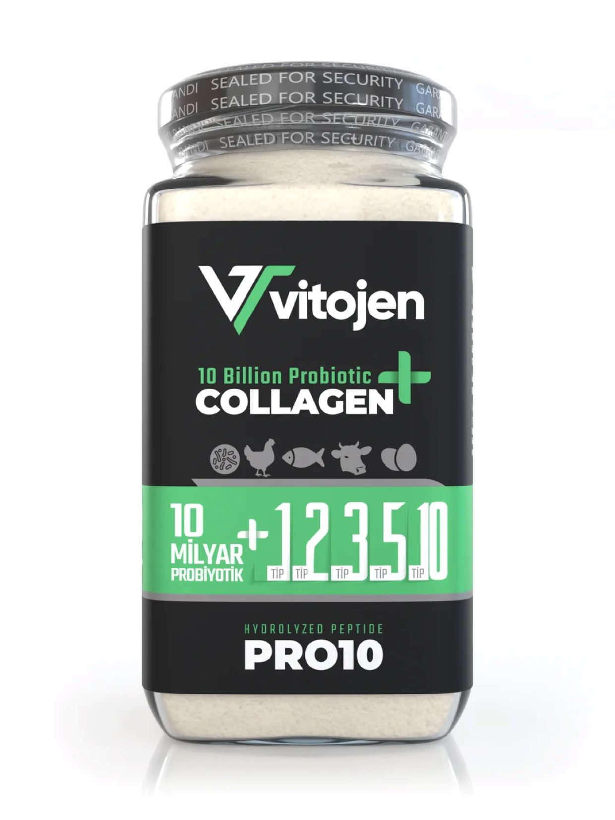 Vitojen Pro10 Kolajen Ve 10 Milyar Probiyotik | Prebiyotik Lifli Kolojen | 5 Tip Tavuk Menşei Tip 2 Kolejen