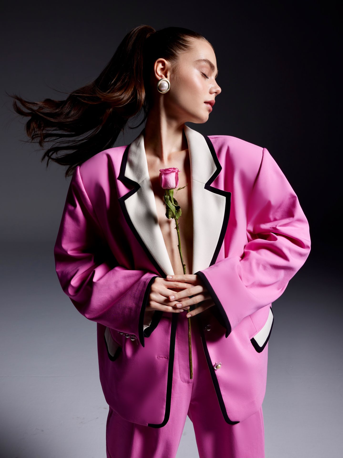 Pink Jacket With White Collardress