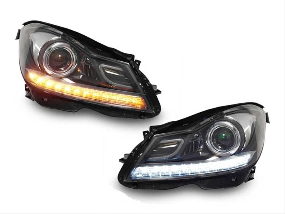 MERCEDES C SERİSİ W204 LED FAR 2012 2014 UYUMLU MAKYAJLI KASA İÇİN SAĞ SOL FAR SETİ 2 YIL GARANTİLİ