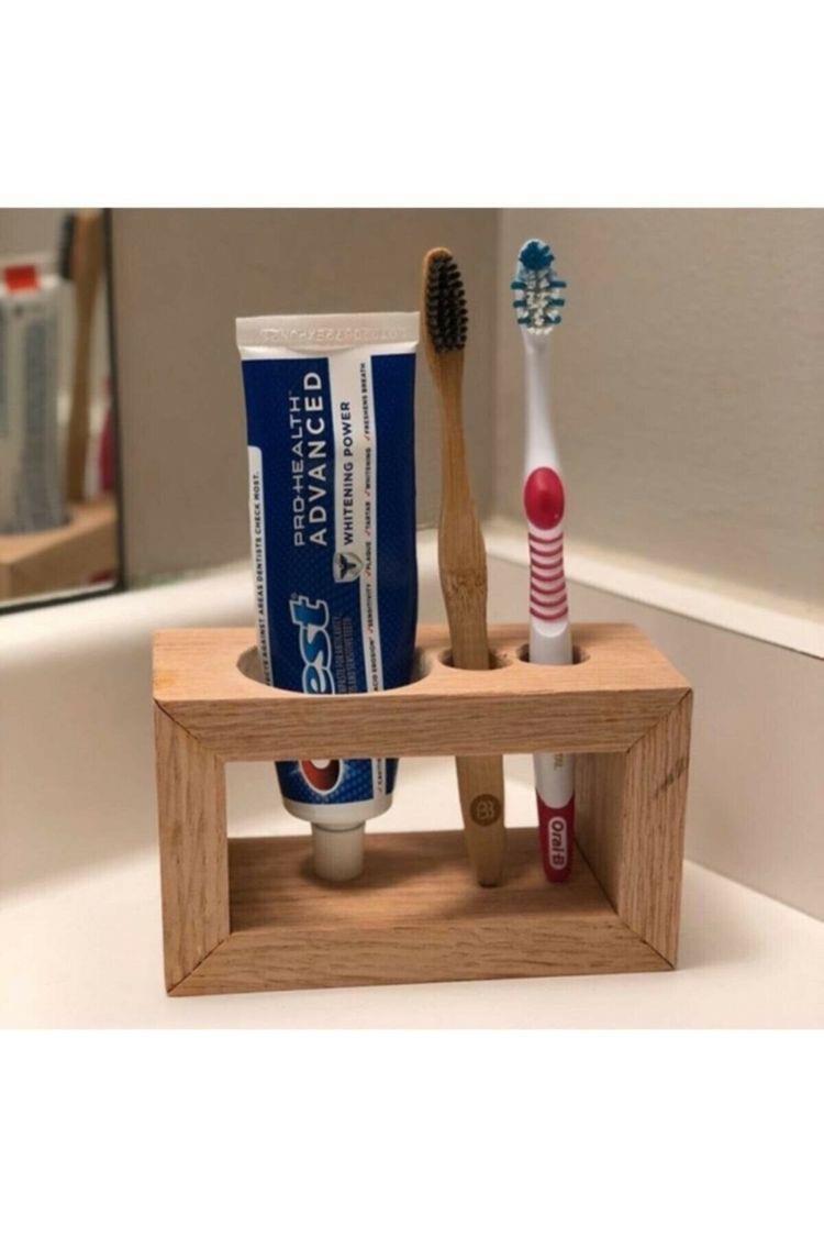 Ahşap Diş Fırçalığı Banyo Düzenleyici
