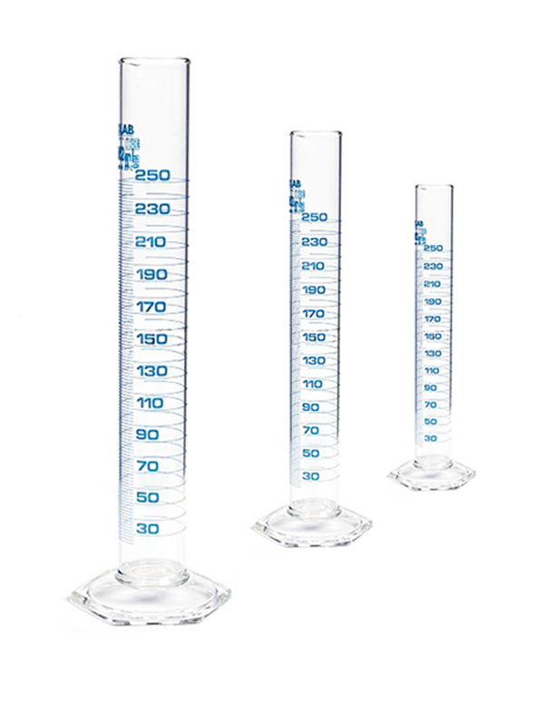 ISOLAB | Mezür - Uzun Form - Hexagonal Cam Tabanlı - A Kalite - Mavi Skala | 100 ml