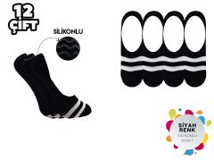 XGRİ POLO 9-2 Desenli Silikonlu Erkek Penye Babet Çorap 12'li