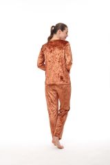 Pijadore 1519 Kadife Uzun Kollu Bayan Pijama Takım 4'lü