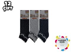 XGRİ POLO 82-3 Bayan Havlu Patik 12'li