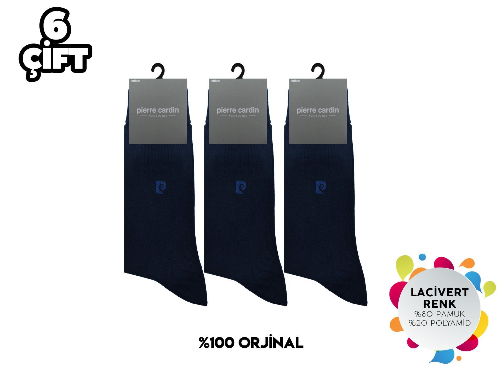 Pierre Cardin 735-Lacivert Erkek Penye Çorap 6'lı