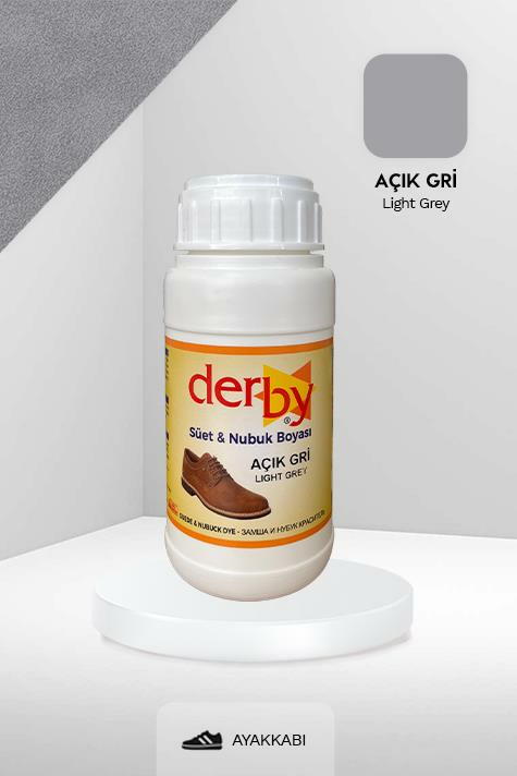 Derby Süet ve Nubuk Deri Boyası 250 mL / Süet Nubuk Ayakkabı Boyası Açık Gri