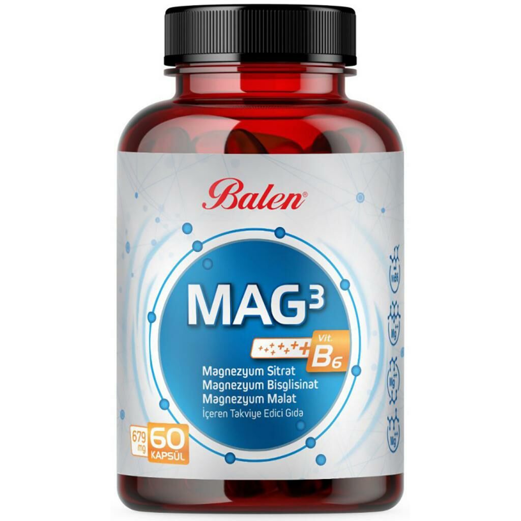 Balen Mag 3 Magnezyum Sitrat & Bisglisinat & Malat 679 Mg 60 Kapsül