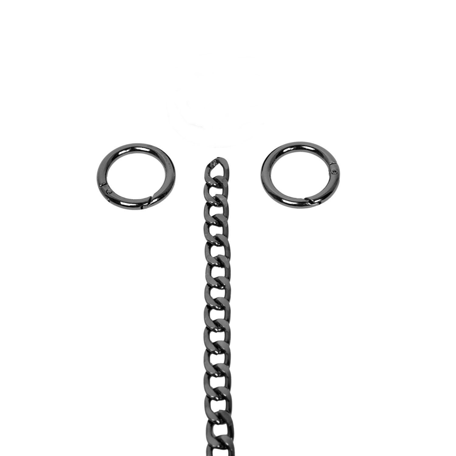 Nildenhobim Yaylı Halkalı Çanta Zincir Set  - Zincir 110 cm - Yaylı Halka Çap 2.5 cm