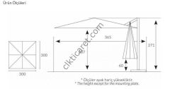 CLK Mykonos 3x3 Metre Antrasit Yandan Kollu Şemsiye