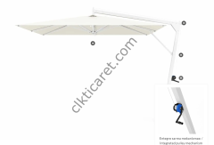 CLK Avanos 3x3 Metre Yandan Kollu Beyaz Bahçe Havuz Otel Şemsiyesi